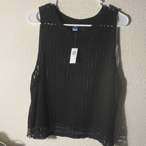 Black Sleeveless Crochet Top